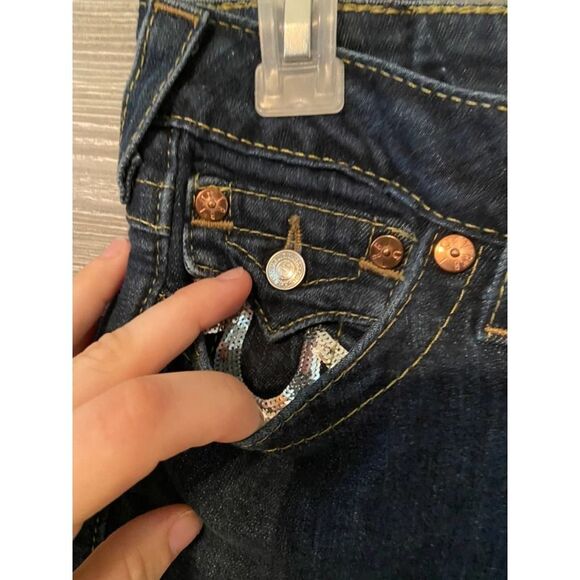True religion women's 27 blue jeans straight fit sequined pockets‎ - Picture 3 of 5